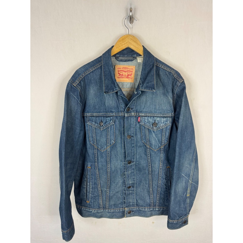 Levis Mens Trucker Denim Jacket Medium Wash Blue Cotton XL 72334-0134